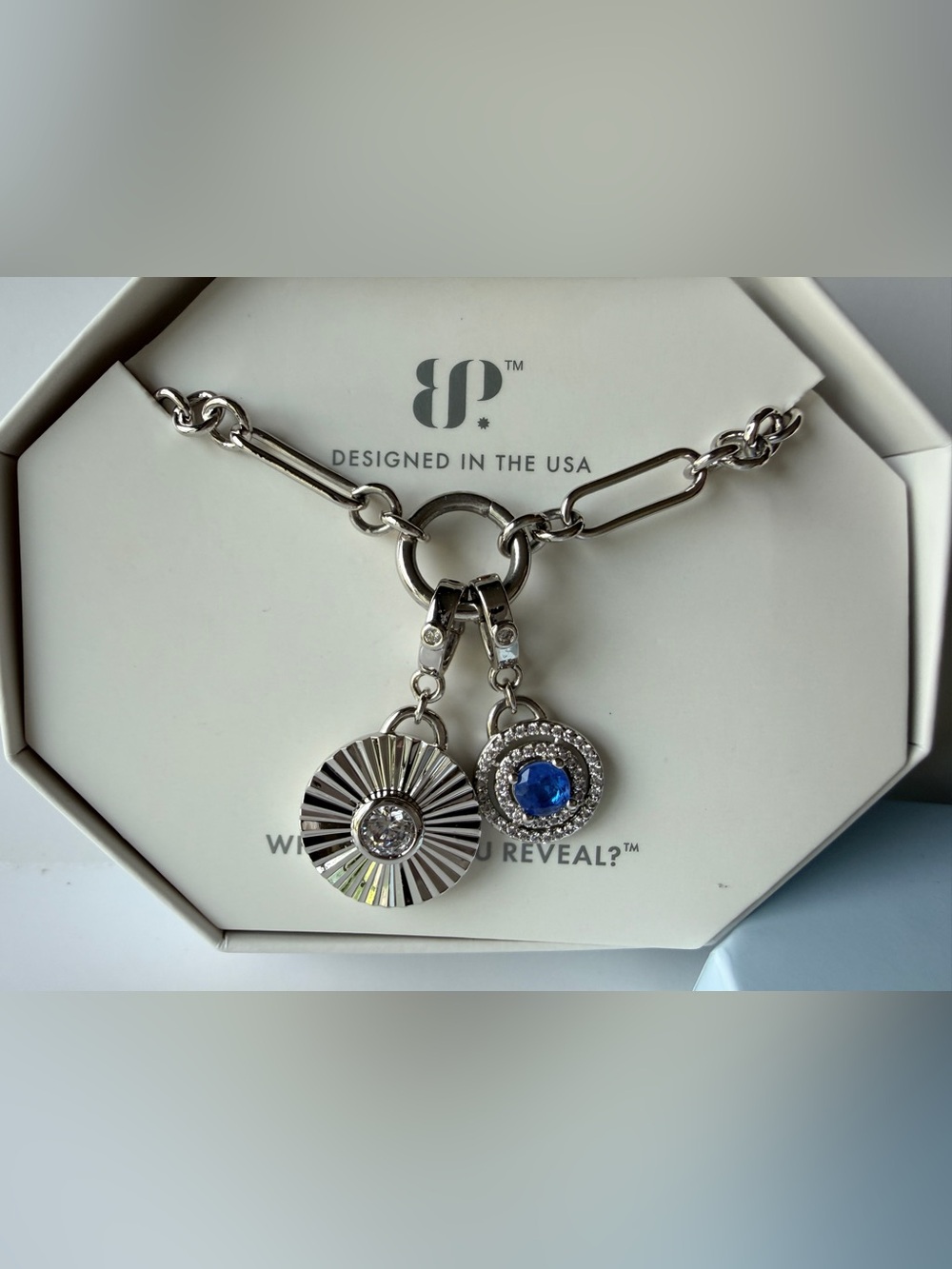 Bomb Party Rare Unicorn Necklace.  1 of 250 made!  rhodium.  Removable charms